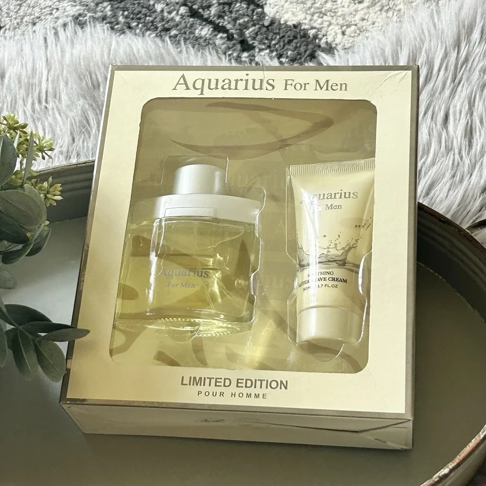 Limited Edition Aquarius For Men Cologne & After Shave Cream Set NEW